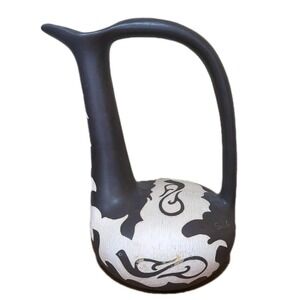 VTG Studio Art Pottery Pitcher Ewer Gray/Black Cream Sgraffito Signed Sujate 11"